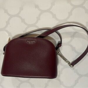 Kate Spade Brown Crossbody Bag with Dome Shape and Leather Finish